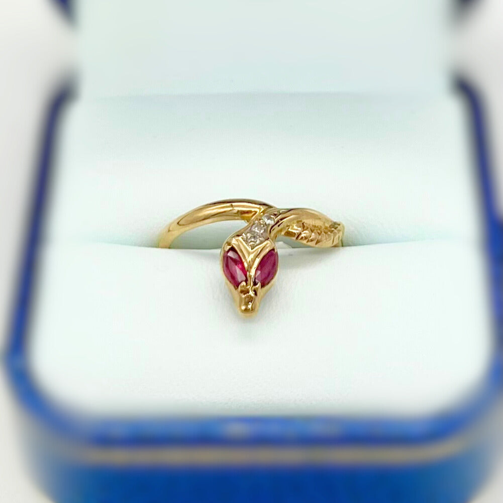 9ct, Ruby & Diamond Snake Head