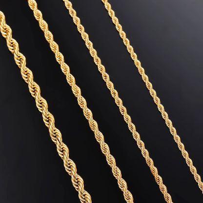 Gold Stainless Steel 2-6mm Rope Chain