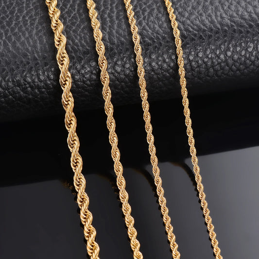 Gold Stainless Steel 2-6mm Rope Chain