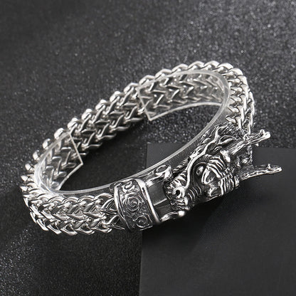 Stainless Steel Braided Mesh Link Dragon Bracelet