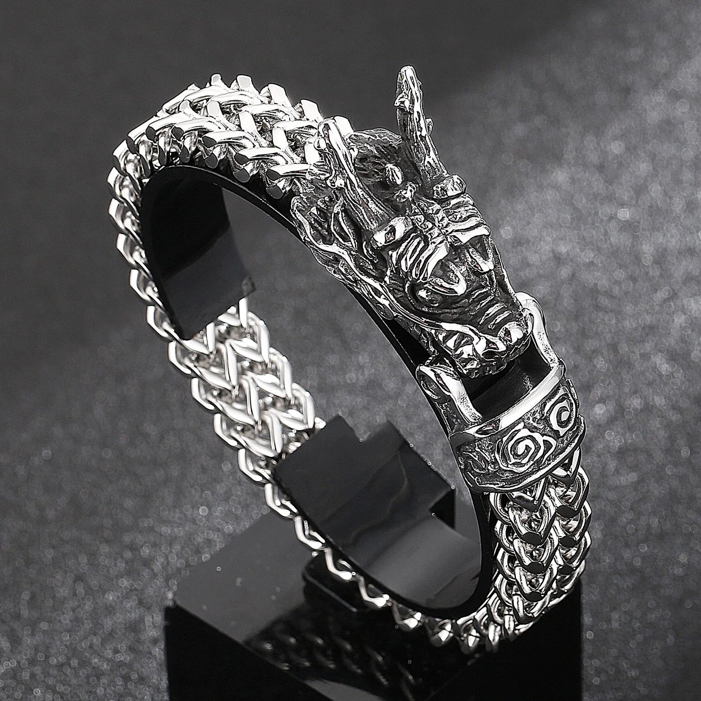 Stainless Steel Braided Mesh Link Dragon Bracelet