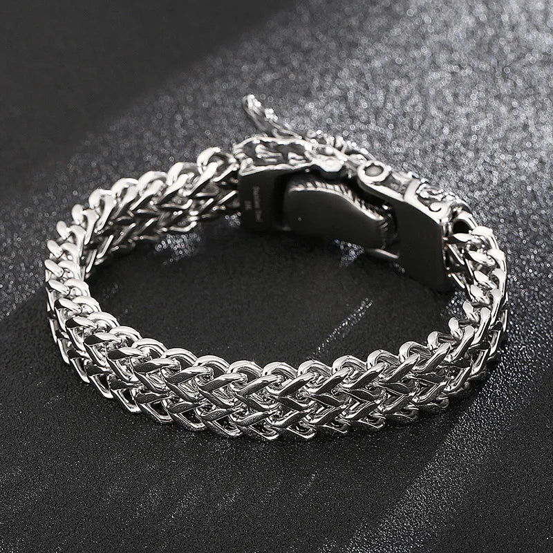 Stainless Steel Braided Mesh Link Dragon Bracelet