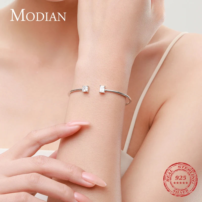 925 Sterling Silver Zirconia Open Size Bangle