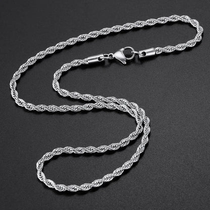 Low price width 3MM 316L stainless steel twisted rope chain necklace Men and women Link necklace Fashion gift jewelry 45-70CM