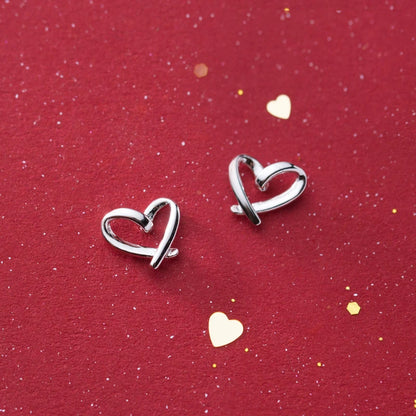 Heart Stud Earrings 925 Sterling Silver