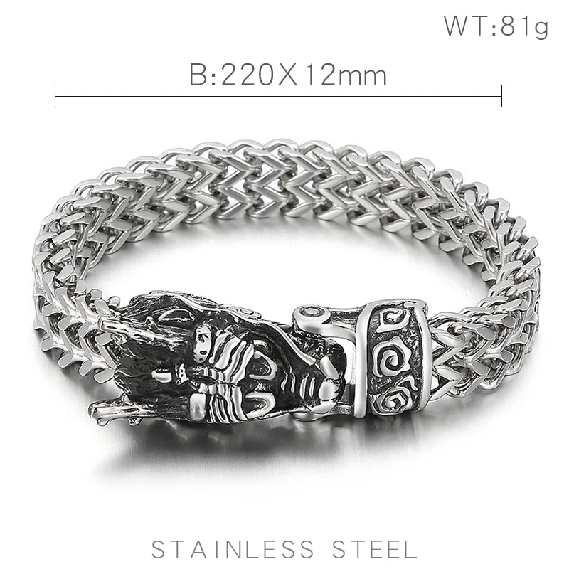 Stainless Steel Braided Mesh Link Dragon Bracelet