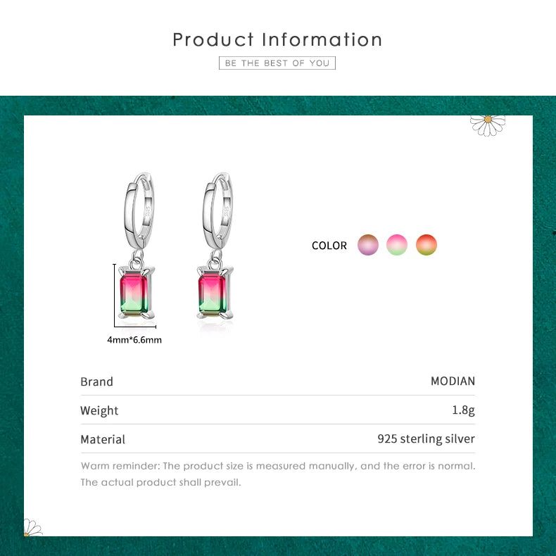 3 Color Candy Tourmaline Drop Earrings 925 Sterling Silver