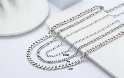 925 Sterling Silver Diamond-Cut Curb Bracelet/Chain 3.6/5/7mm