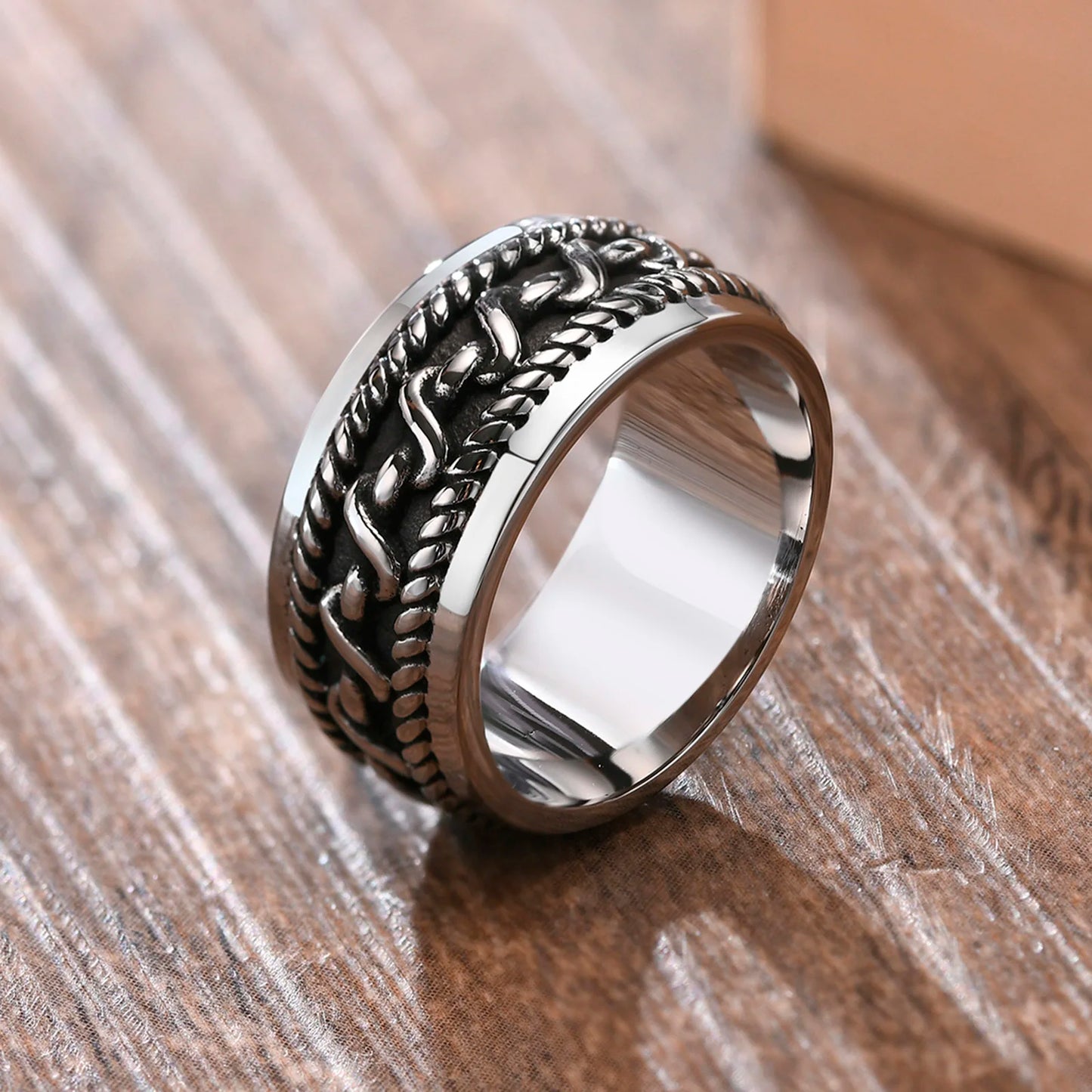 Stainless Steel Twisted Rope Pattern Ring