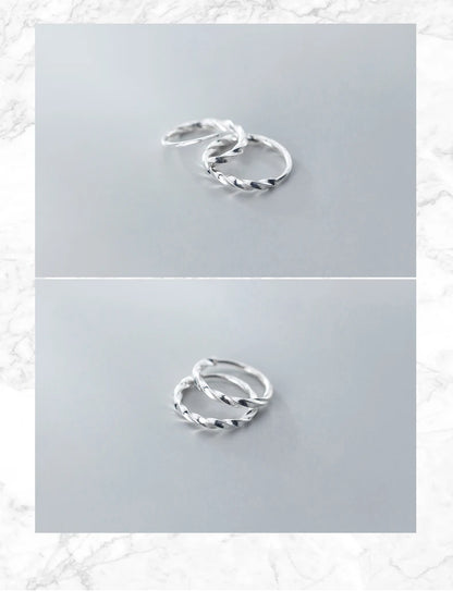 925 Sterling Silver Minimalism Twist Hoop Earrings