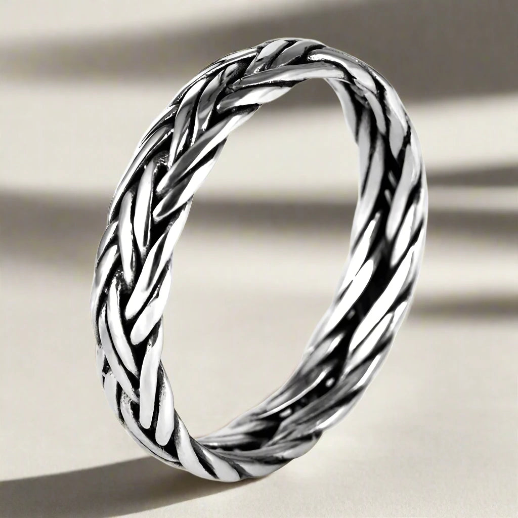 Viking 925 Sterling Silver Braided Ring