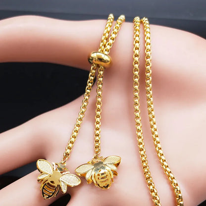 Stainless Long bee Necklace