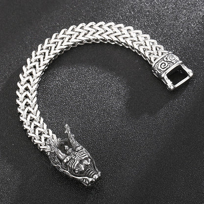 Stainless Steel Braided Mesh Link Dragon Bracelet