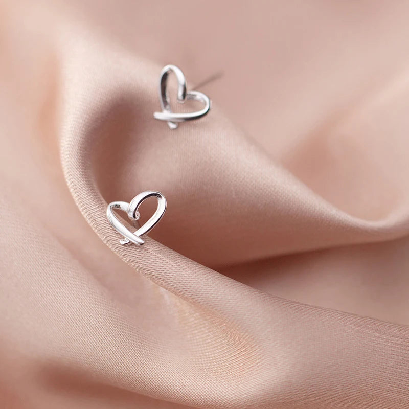 Heart Stud Earrings 925 Sterling Silver