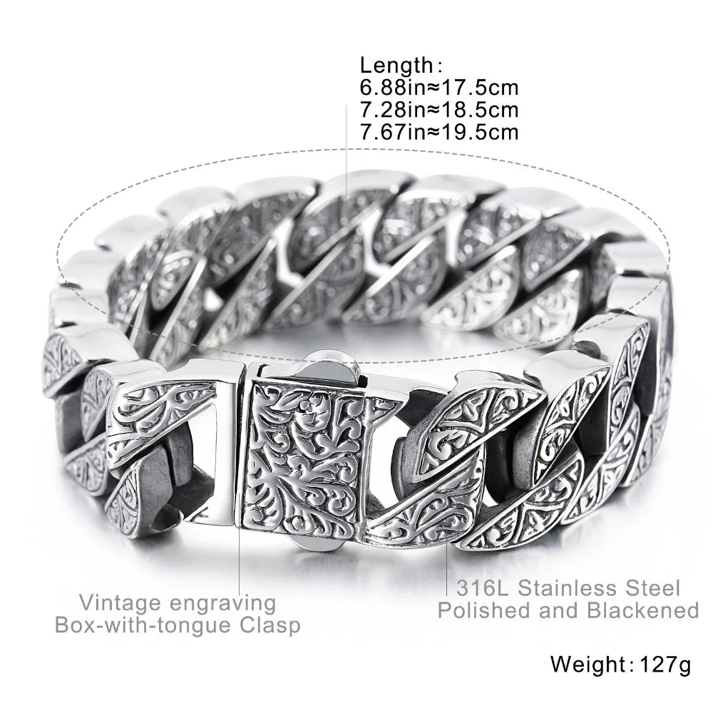 Stainless Steel Decorated Curb Bracelet