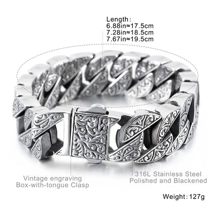 Stainless Steel Decorated Curb Bracelet