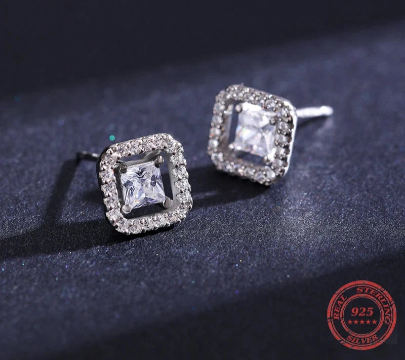 925 Sterling Silver Square Stud Earrings