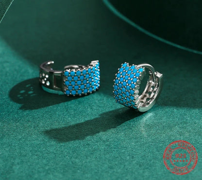 Turquoise Cluster Earrings 925 Sterling Silver