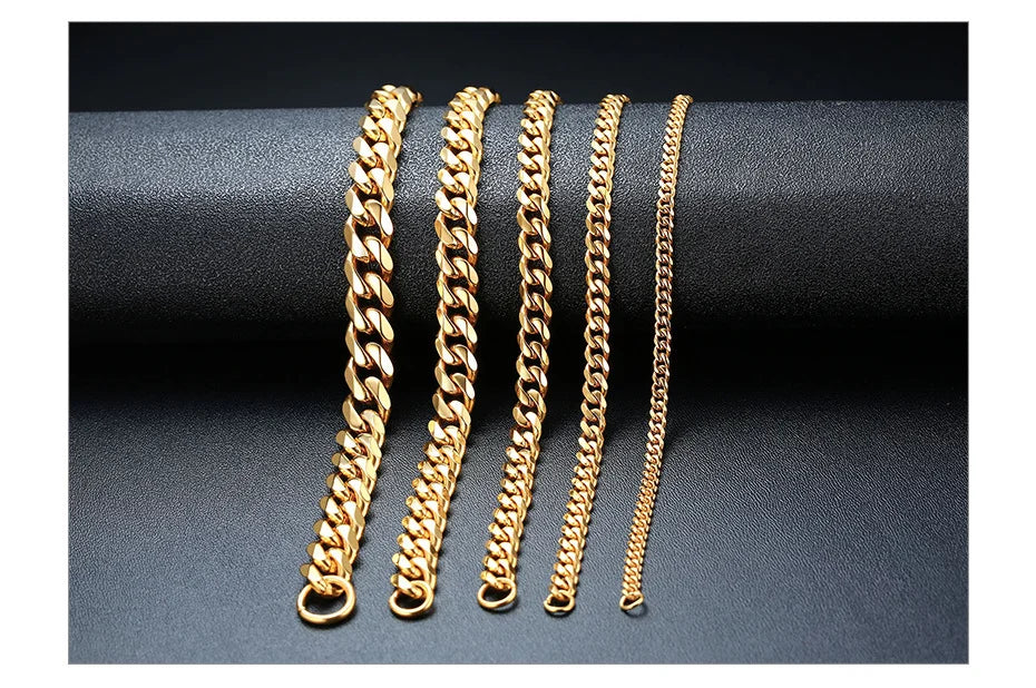 3-11mm Stainless Steel Curb Chain Bracelets