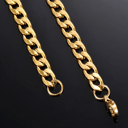 21cm-100cm Gold Stainless Steel Flat Curb Chain, 3mm-9.5mm