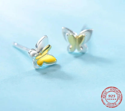 Butterfly Stud Earrings 925 Sterling Silver Earrings