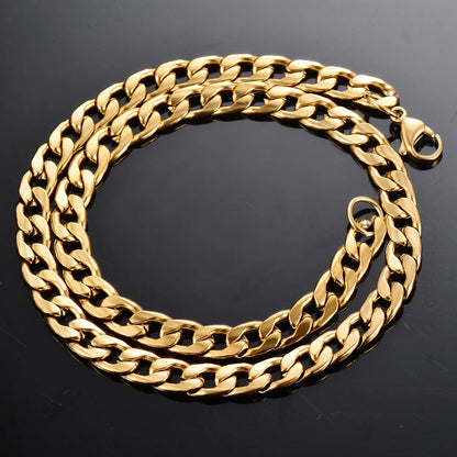 21cm-100cm Gold Stainless Steel Flat Curb Chain, 3mm-9.5mm