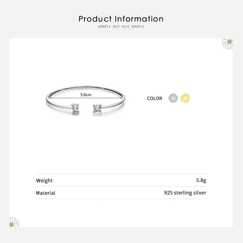 925 Sterling Silver Zirconia Open Size Bangle