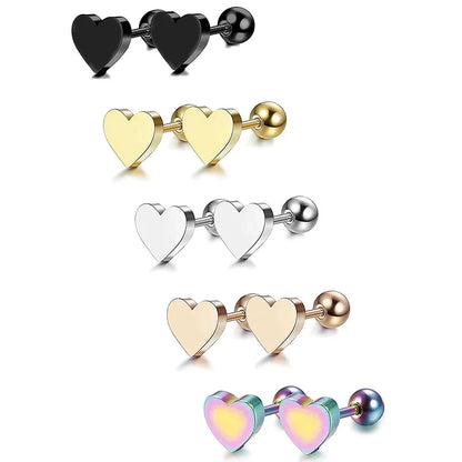 Stainless steel Heart Shape Screw Stud Earrings