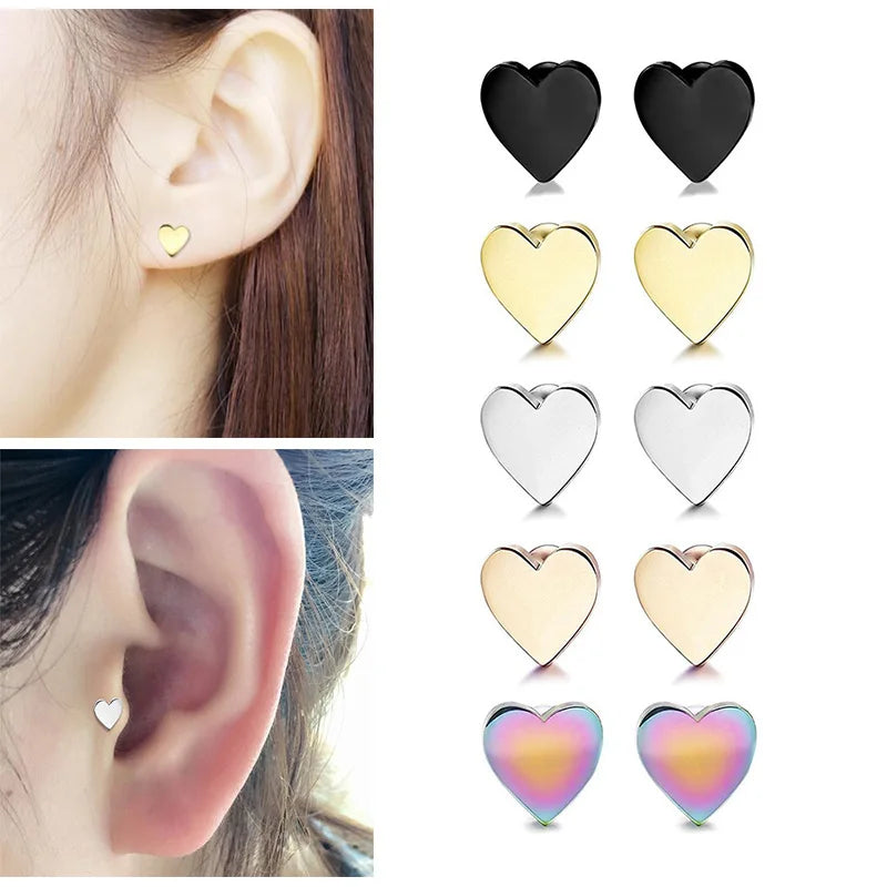 Stainless steel Heart Shape Screw Stud Earrings