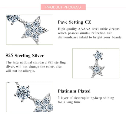 925 Sterling Silver CZ Exquisite Stackable Star Stud Earrings