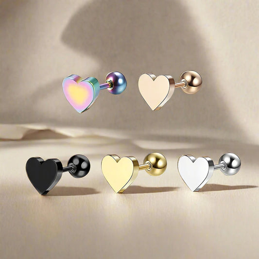 Stainless steel Heart Shape Screw Stud Earrings