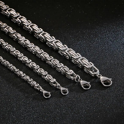 4/5/6/8mm Choker to Long Stainless Steel Byzantine Chain