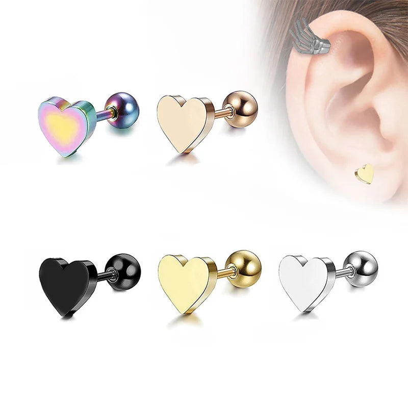 Stainless steel Heart Shape Screw Stud Earrings