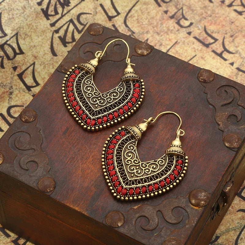 Ethnic Boho Heart Shape Earrings