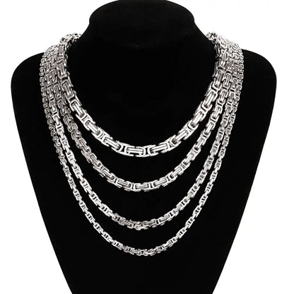 4/5/6/8mm Choker to Long Stainless Steel Byzantine Chain