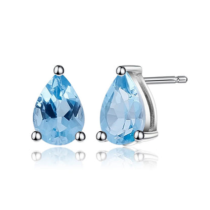 Topazi Blue - Stud Earrings