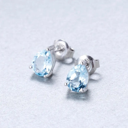 Topazi Blue - Stud Earrings