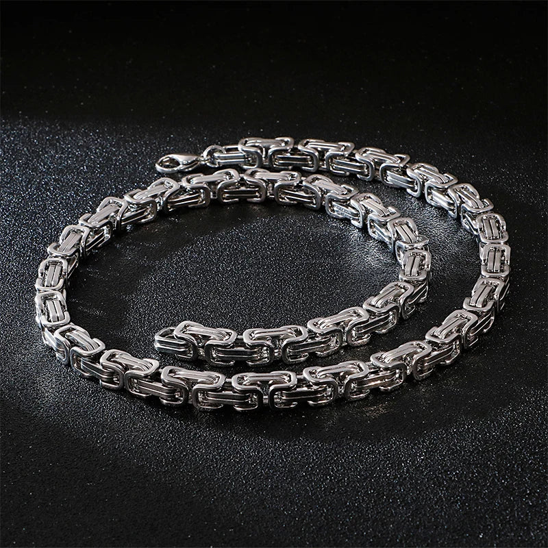 4/5/6/8mm Choker to Long Stainless Steel Byzantine Chain