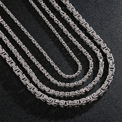 4/5/6/8mm Choker to Long Stainless Steel Byzantine Chain