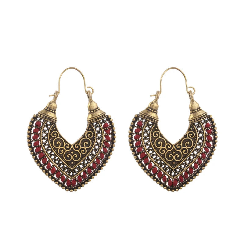 Ethnic Boho Heart Shape Earrings