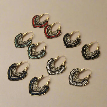 Ethnic Boho Heart Shape Earrings