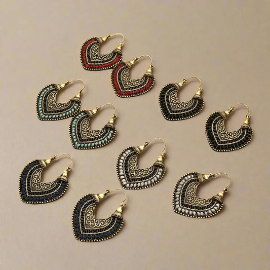 Ethnic Boho Heart Shape Earrings