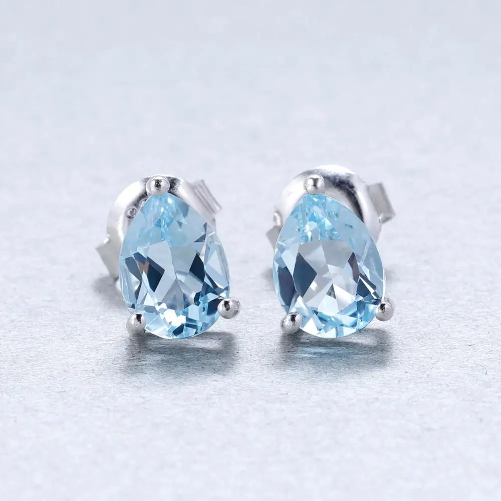 Topazi Blue - Stud Earrings