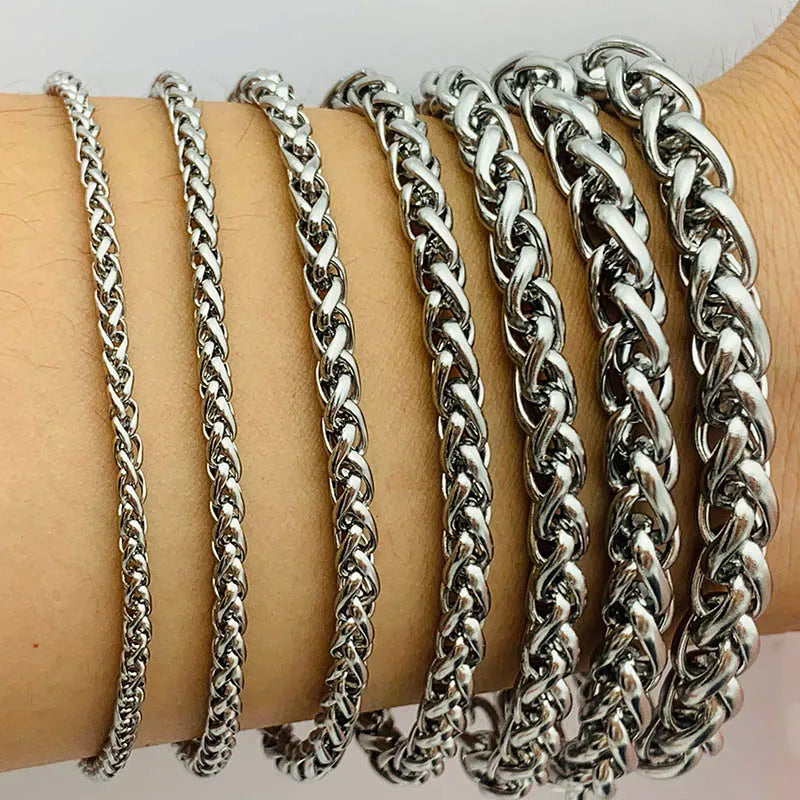 Stainless Steel Braided Bracelets 3-7mm