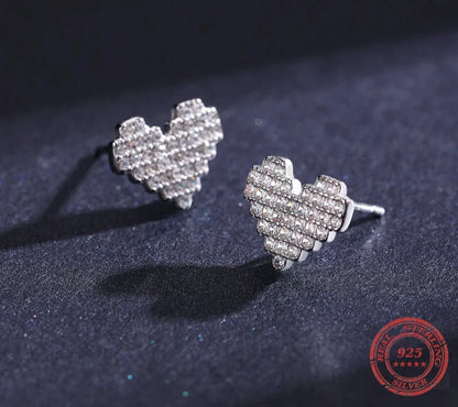 925 Sterling Silver Heart Stud Earrings