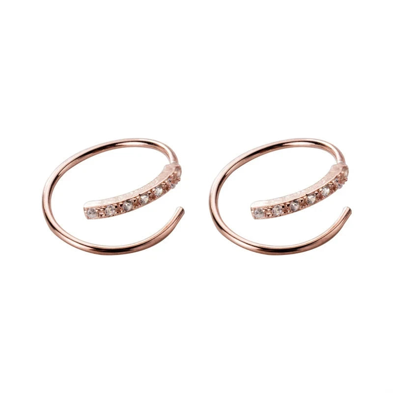 Rose Gold Color Sterling Silver 925 Stud Earrings CZ (2 Colors)