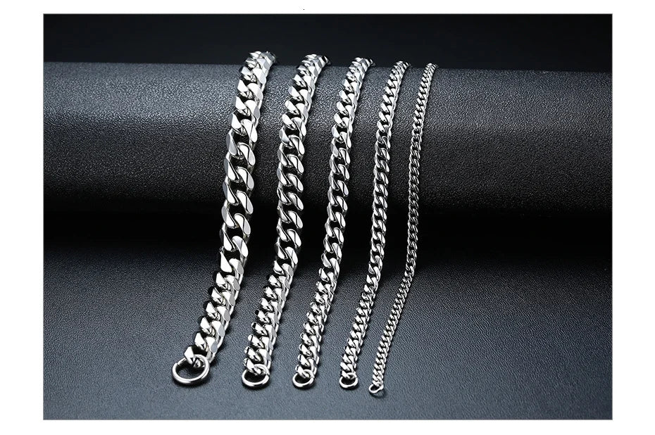 3-11mm Stainless Steel Curb Chain Bracelets