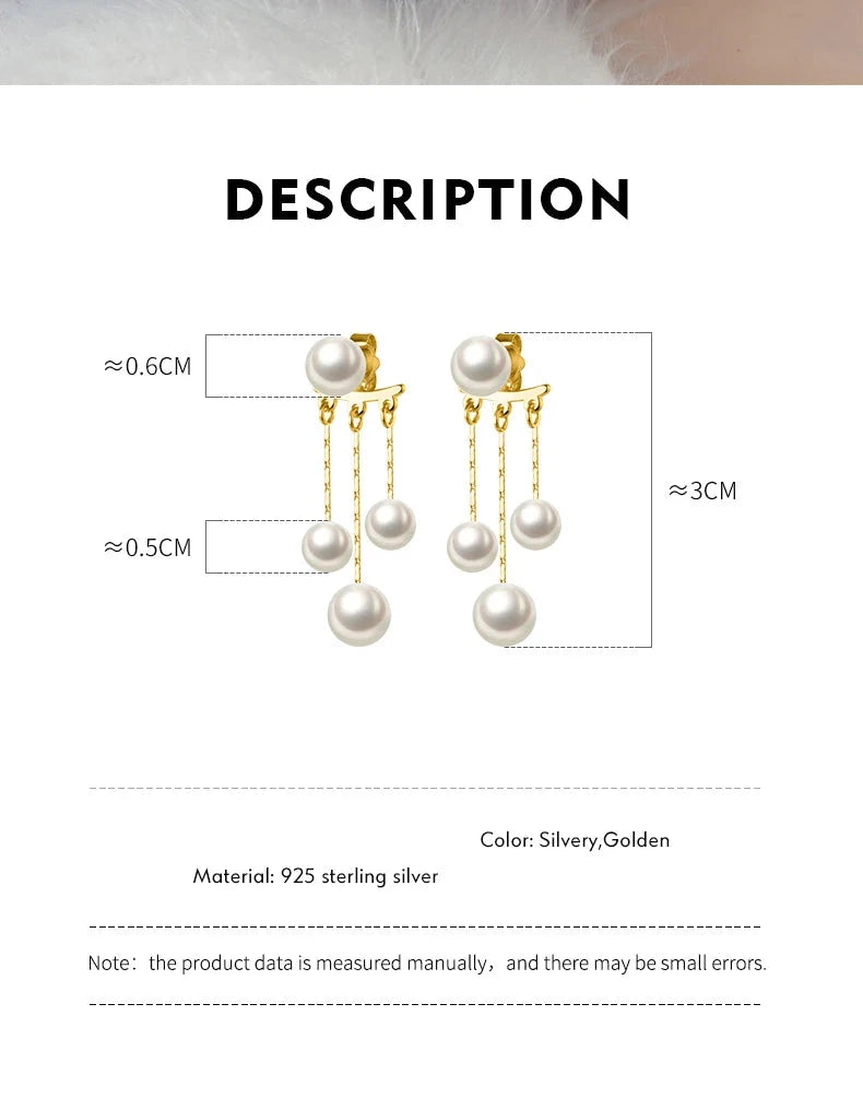 925 Sterling Silver Charm Pearl Drop Earrings (2 Colors)