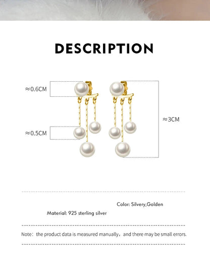 925 Sterling Silver Charm Pearl Drop Earrings (2 Colors)