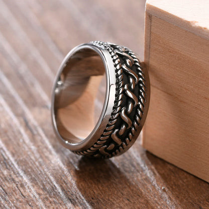 Stainless Steel Twisted Rope Pattern Ring